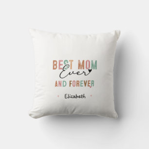 Best Mom Ever  Retro Script Groovy Mother's day  Throw Pillow