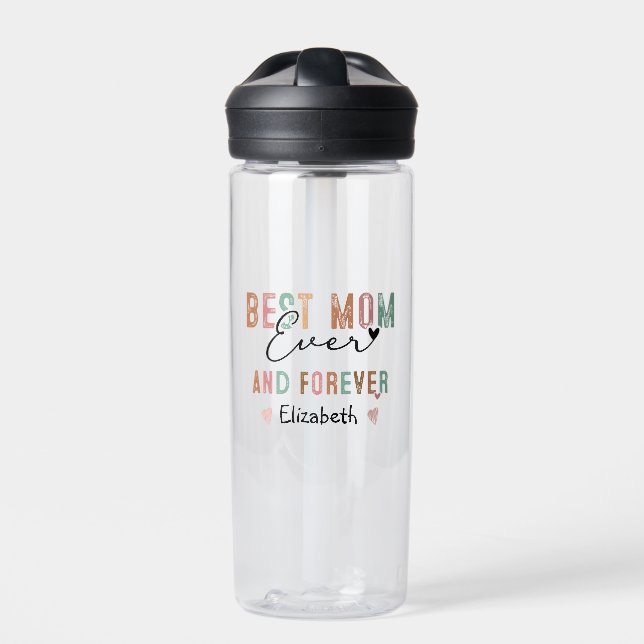 Best Mom Ever  Retro Script Groovy Mother's day  Water Bottle (Front)
