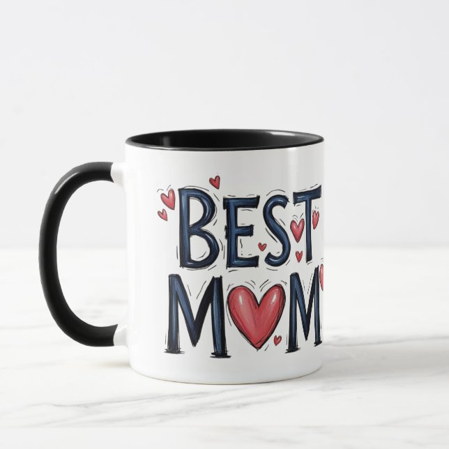 Best Mom Ever Rustic Typography with Heart  Mug (Left)