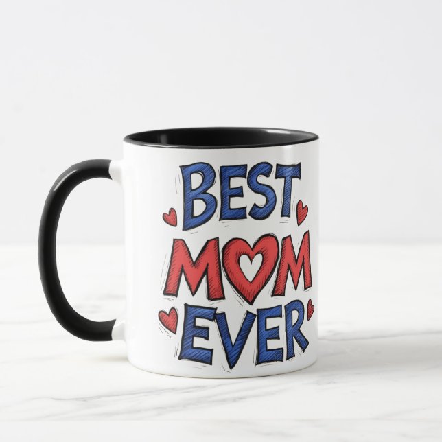 Best Mom Ever Rustic Typography with Heart  Mug (Left)
