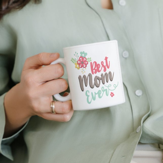 Best Mom Ever Script Colourful Mother's Day Coffee Mug (Creator Uploaded)