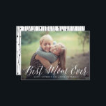 Best Mom Ever Script | Mother's Day Card<br><div class="desc">Customizable Happy Mother's Day photo card featuring white modern calligraphy.</div>