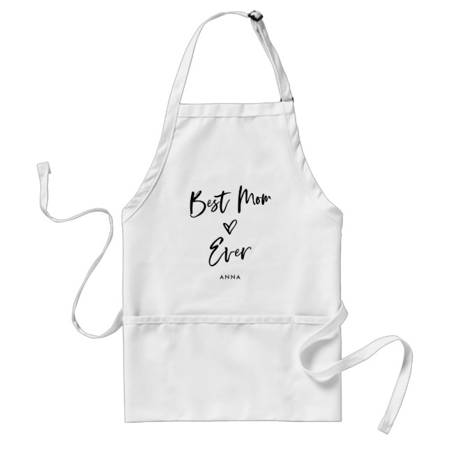 Best Mom Ever | Simple Casual Script and Heart Standard Apron (Front)