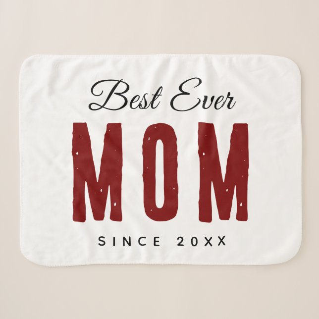 Best Mom Ever Since 20XX Modern Simple Preppy  Sherpa Blanket (Front (Horizontal))