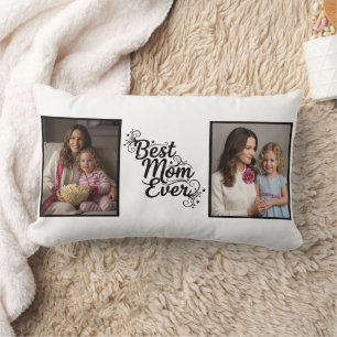Best Mom Ever Sparkling Star 2 Photo Keepsake Lumbar Pillow