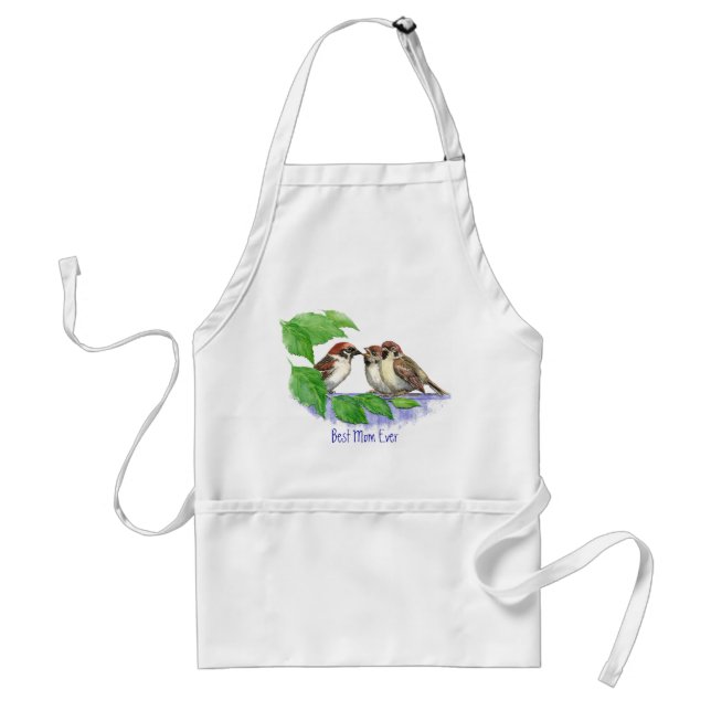 Best Mom Ever Sparrow, Cute Bird Family Standard Apron (Front)