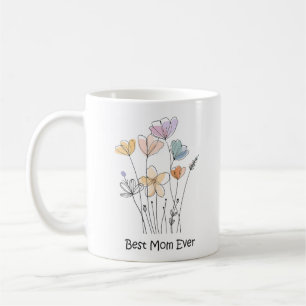 Best Mom Ever Spring Floral sketch Coffee Mug