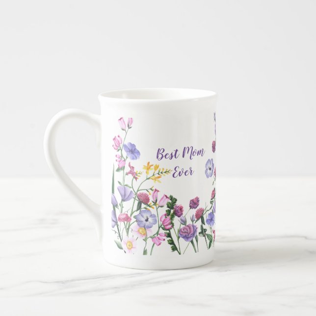 Best Mom Ever Spring Summer Garden Flowers Mug (Left)
