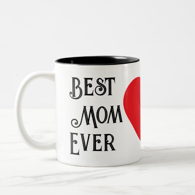 Best Mom Ever Text-Only Mug – Custom Name Gift Mom (Left)