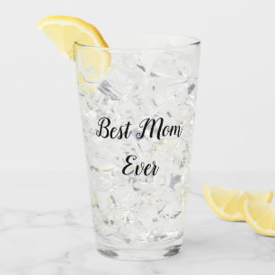 Best mom ever text pink glass