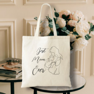 Best Mom Ever Trendy One Line lovely Motherhood Tote Bag