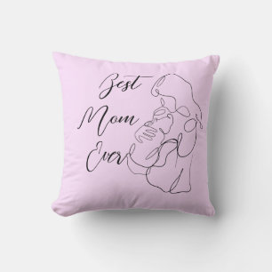 Best Mom Ever Trendy One Line Motherhood baby Throw Pillow