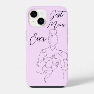 Best Mom Ever Trendy One Line Motherhood Classic iPhone 14 Case