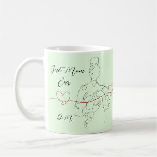 Best Mom Ever Trendy One Line Motherhood Heart  Coffee Mug
