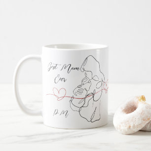 Best Mom Ever Trendy One Line Motherhood Heart Coffee Mug
