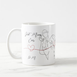 Best Mom Ever Trendy One Line Motherhood Heart  Coffee Mug