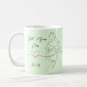 Best Mom Ever Trendy One Line Pregnancy Heart  Coffee Mug