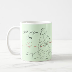 Best Mom Ever Trendy One Line Pregnancy Heart  Coffee Mug