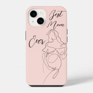 Best Mom Ever Trendy One Line pregnancy iPhone 14 Case