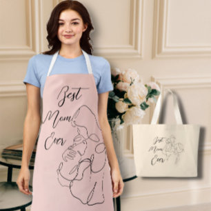 Best Mom Ever Trendy One Line with child Classic Apron