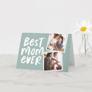 Best mom ever trendy photo sage green Mother's Day Card