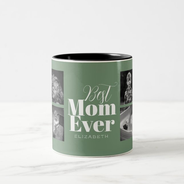 Best Mom Ever Typography Customized  Two-Tone Coffee Mug (Center)