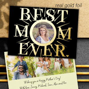 Best Mom Ever typography Mother's Day photo Foil Holiday Card