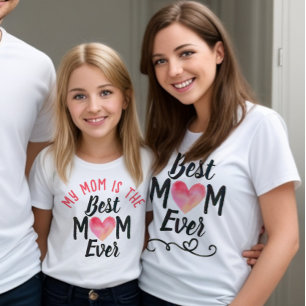 Best mom ever typography pink watercolor heart T-Shirt