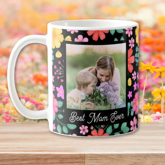Best Mom Ever Vibrant Floral Photo Collage Coffee Mug