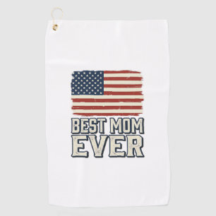 Best Mom Ever Vintage American Flag Shirt Design_1 Golf Towel