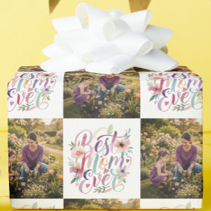 Best Mom Ever Watercolor Floral Custom Wrapping Paper