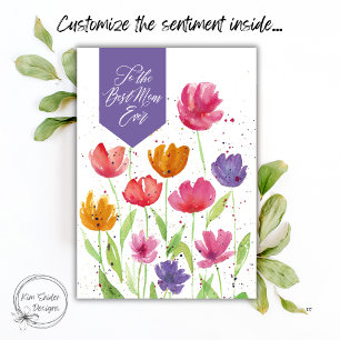  Best Mom Ever Watercolor Flowers Mother's Day Card