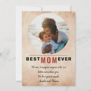 Best Mom Ever Watercolor Mother`s Day Photo Holiday Card
