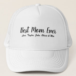 Best Mom Ever white black script personalized chic Trucker Hat