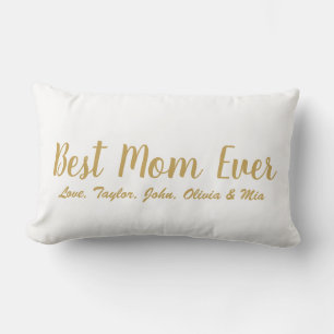 Best Mom Ever white gold script personalized Lumbar Pillow