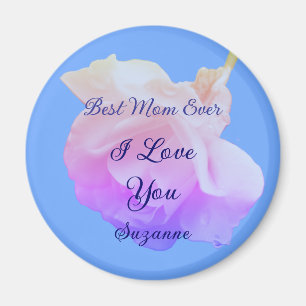 Best Mom Ever White Rose Personalized Magnet