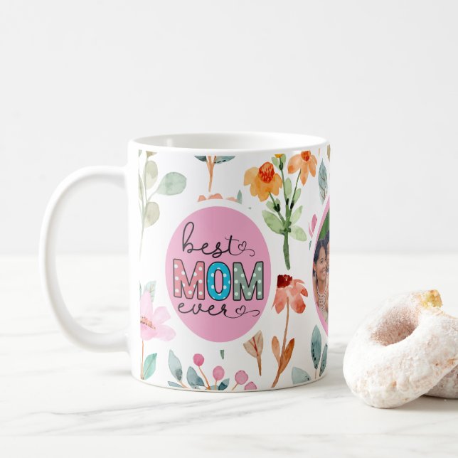 Best Mom Ever Wildflower Photo Mother's Day Mug (With Donut)