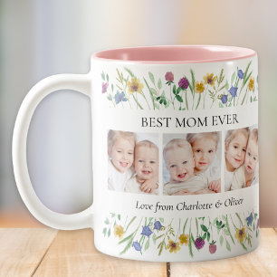 Best Mom Ever Wildflower Photo Two-Tone Coffee Mug