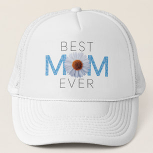 Best Mom Ever With Daisy Image Print (Blue V2) Trucker Hat