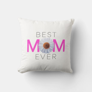 Best Mom Ever With Daisy Image Print (Pink V1) Throw Pillow