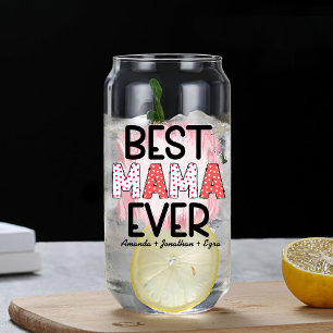 Best Mom Ever with Kids' Names Drinkware Set Can Glass