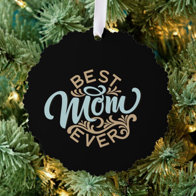Best Mom Ever Word Art Budget Ornament Card (Insitu (Tree))