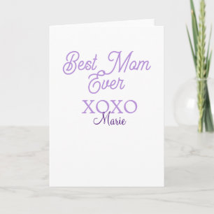 best mom ever xoxo name purple stylish mothers day card