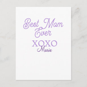 best mom ever xoxo name purple stylish mothers day postcard