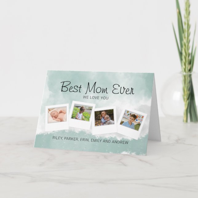 Best Mom Every Kids Photo Birthday Card (Front)