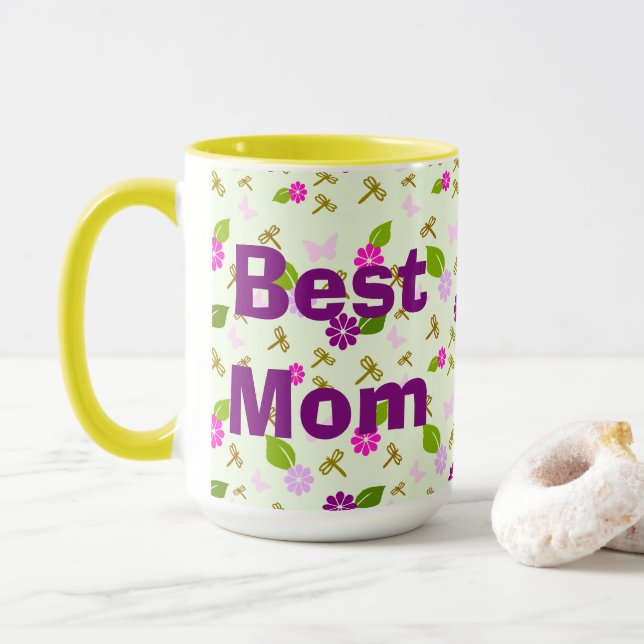 Best Mom Floral Coffee Mug (With Donut)