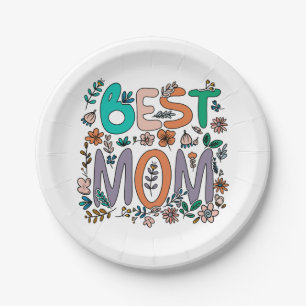 Best Mom Floral Paper Plate