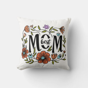 Best Mom Floral Pillow