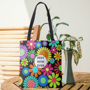 Best Mom Floral  Tote Bag
