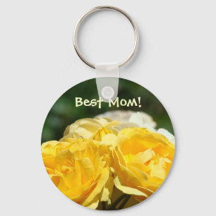 Best Mom! gifts keychain Yellow Rose Flower Garden